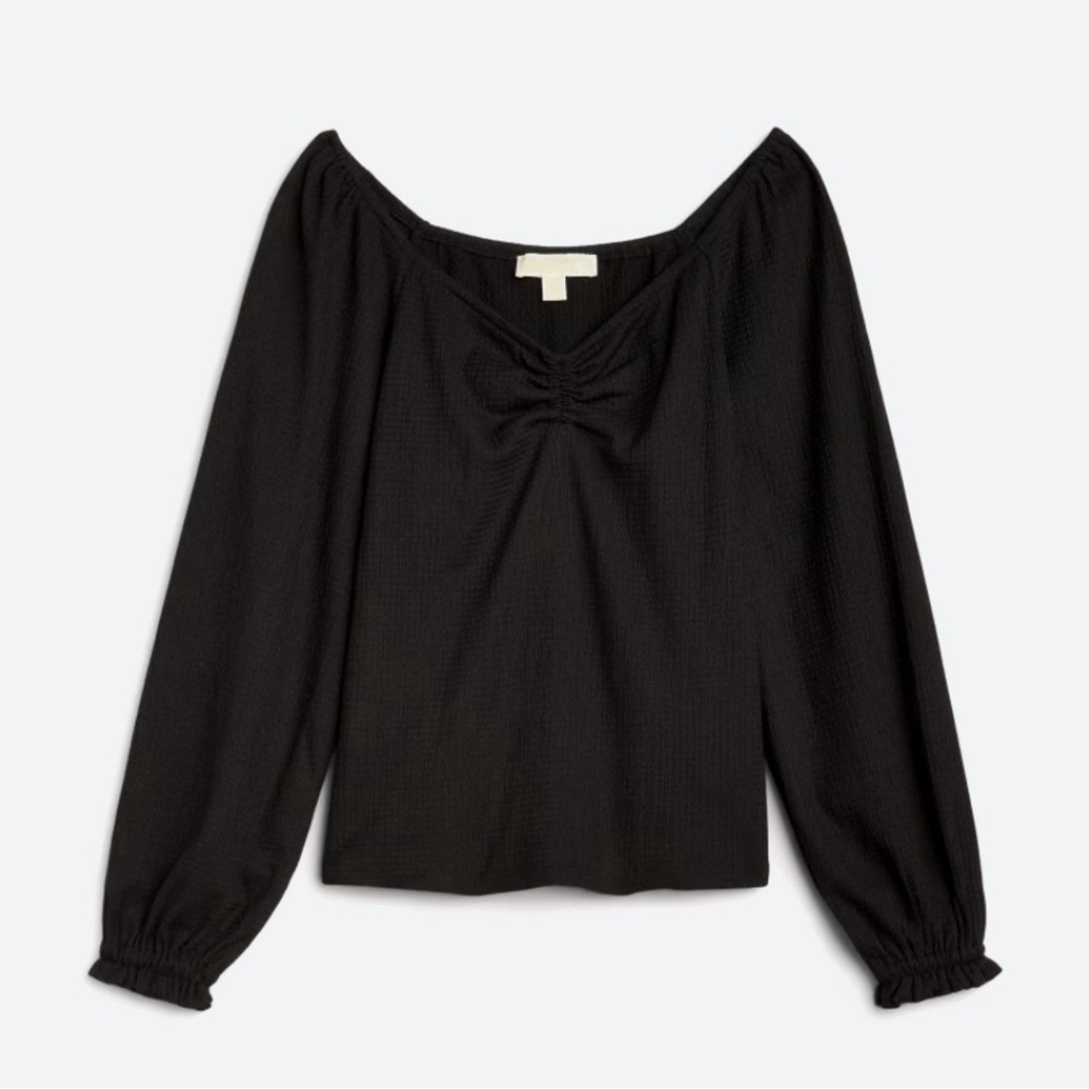 NWOT Michael Kors Faye puff sleeve ruched knit top